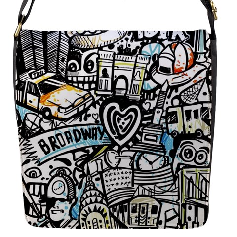 Doodle New York City Nyc Flap Closure Messenger Bag (S) from ArtsNow.com Front