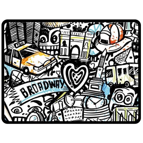 Doodle New York City Nyc Two Sides Fleece Blanket (Large) from ArtsNow.com 80 x60  Blanket Front