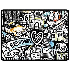 Doodle New York City Nyc Two Sides Fleece Blanket (Large) from ArtsNow.com 80 x60  Blanket Back