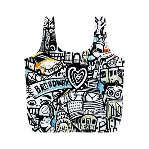 Doodle New York City Nyc Full Print Recycle Bag (M) from ArtsNow.com Back