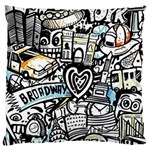 Doodle New York City Nyc Large Premium Plush Fleece Cushion Case (One Side)