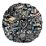 Doodle New York City Nyc Large 18  Premium Flano Round Cushions