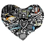 Doodle New York City Nyc Large 19  Premium Flano Heart Shape Cushions