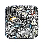 Doodle New York City Nyc Square Metal Box (Black)