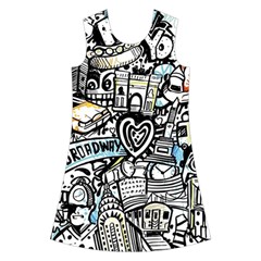 Doodle New York City Nyc Kids  Short Sleeve Velvet Dress from ArtsNow.com Front