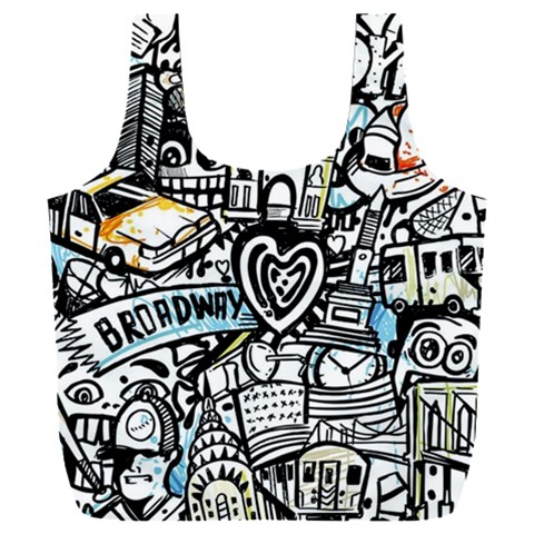 Doodle New York City Nyc Full Print Recycle Bag (XXXL) from ArtsNow.com Back