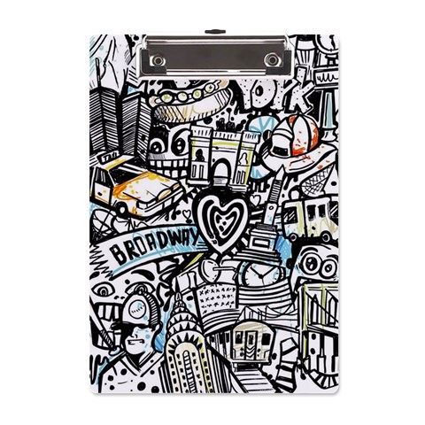 Doodle New York City Nyc A5 Acrylic Clipboard from ArtsNow.com Front