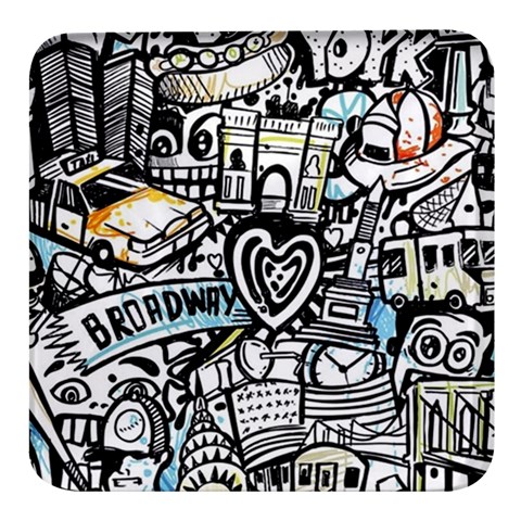 Doodle New York City Nyc Square Glass Fridge Magnet (4 pack) from ArtsNow.com Front