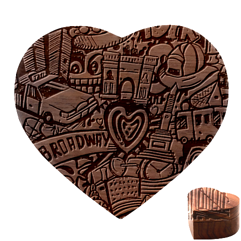 Doodle New York City Nyc Heart Wood Jewelry Box from ArtsNow.com Front