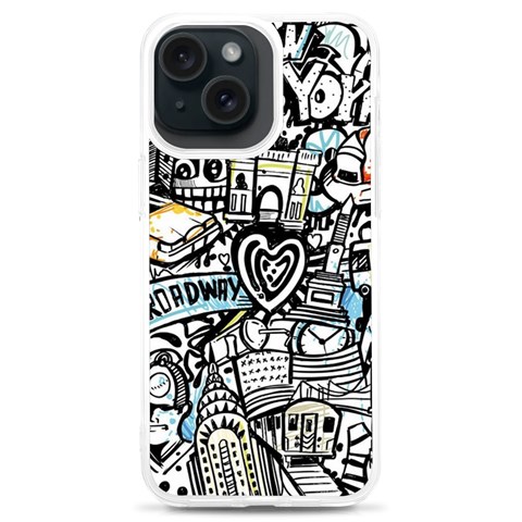 Doodle New York City Nyc iPhone 15 Plus TPU UV Print Case from ArtsNow.com Front