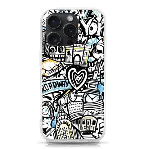 Doodle New York City Nyc iPhone 15 Pro TPU UV Print Case from ArtsNow.com Front