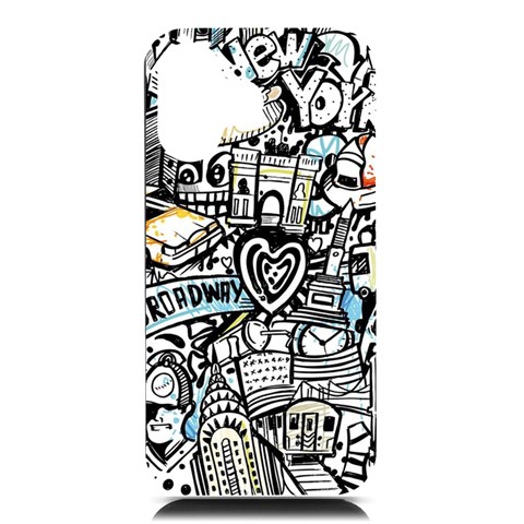 Doodle New York City Nyc iPhone 16 Black UV Print PC Hardshell Case from ArtsNow.com Front