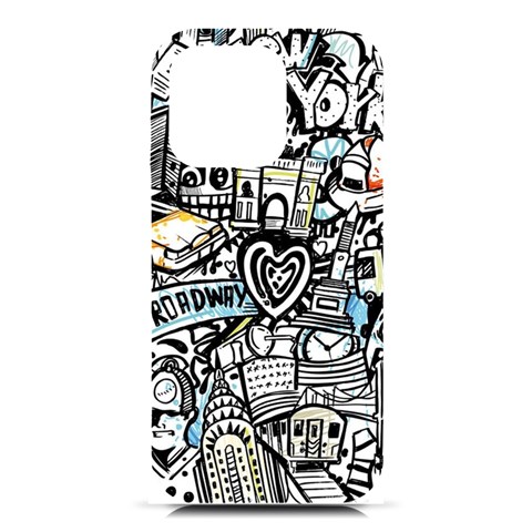 Doodle New York City Nyc iPhone 16 Pro Black UV Print PC Hardshell Case from ArtsNow.com Front