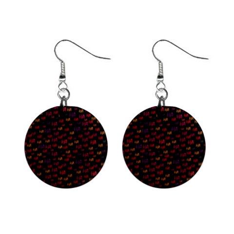 Pattern Ha Ha Ha  Abstract Black Dark Doodle Hahaha Pattern Physco Mini Button Earrings from ArtsNow.com Front