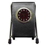 Pattern Ha Ha Ha  Abstract Black Dark Doodle Hahaha Pattern Physco Pen Holder Desk Clock