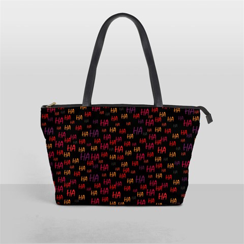 Pattern Ha Ha Ha  Abstract Black Dark Doodle Hahaha Pattern Physco Classic Shoulder Handbag from ArtsNow.com Front