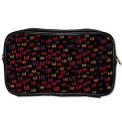 Pattern Ha Ha Ha  Abstract Black Dark Doodle Hahaha Pattern Physco Toiletries Bag (Two Sides) from ArtsNow.com Front