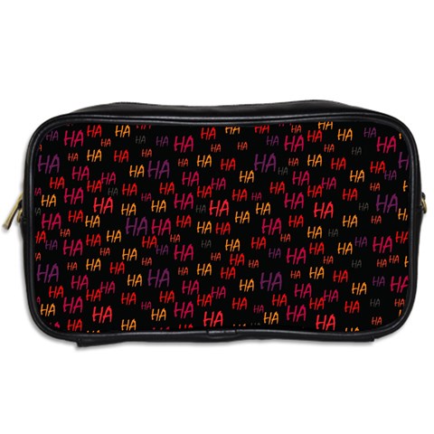 Pattern Ha Ha Ha  Abstract Black Dark Doodle Hahaha Pattern Physco Toiletries Bag (Two Sides) from ArtsNow.com Back