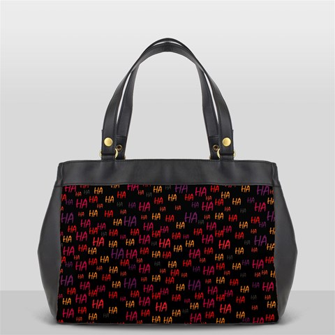 Pattern Ha Ha Ha  Abstract Black Dark Doodle Hahaha Pattern Physco Oversize Office Handbag (2 Sides) from ArtsNow.com Front