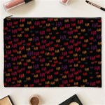 Pattern Ha Ha Ha  Abstract Black Dark Doodle Hahaha Pattern Physco Cosmetic Bag (XXXL)