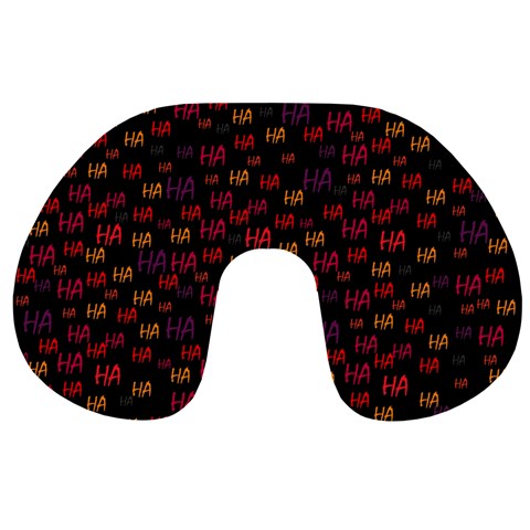 Pattern Ha Ha Ha  Abstract Black Dark Doodle Hahaha Pattern Physco Travel Neck Pillow from ArtsNow.com Front