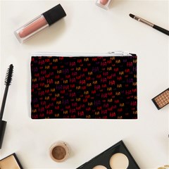 Pattern Ha Ha Ha  Abstract Black Dark Doodle Hahaha Pattern Physco Cosmetic Bag (XS) from ArtsNow.com Back