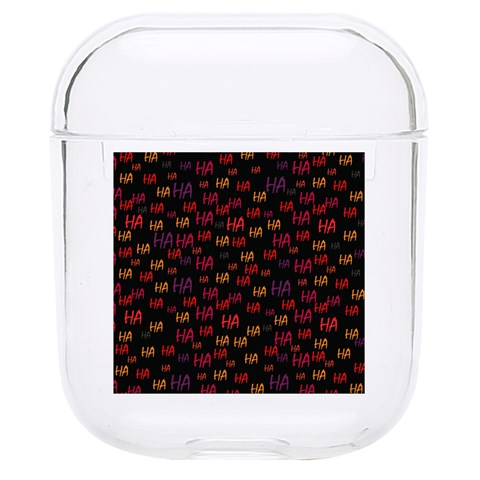 Pattern Ha Ha Ha  Abstract Black Dark Doodle Hahaha Pattern Physco Hard PC AirPods 1/2 Case from ArtsNow.com Front