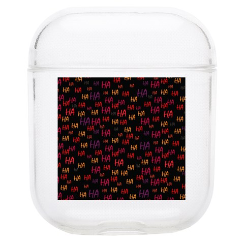 Pattern Ha Ha Ha  Abstract Black Dark Doodle Hahaha Pattern Physco Soft TPU AirPods 1/2 Case from ArtsNow.com Front