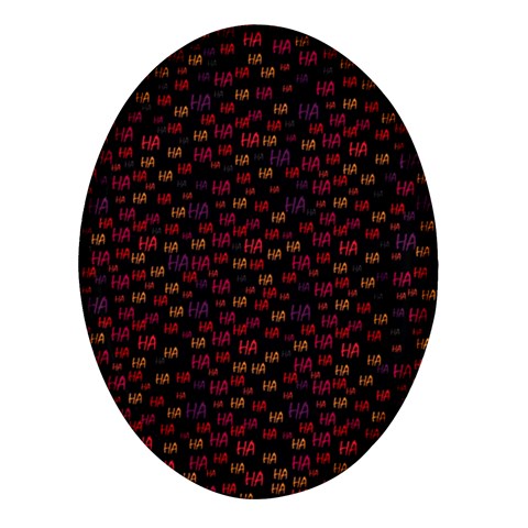 Pattern Ha Ha Ha  Abstract Black Dark Doodle Hahaha Pattern Physco Oval Glass Fridge Magnet (4 pack) from ArtsNow.com Front