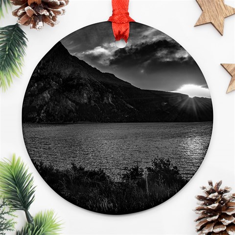 Nahuel huapi lake and andes range mountains landscape, bariloche, argentina Ornament (Round) from ArtsNow.com Front