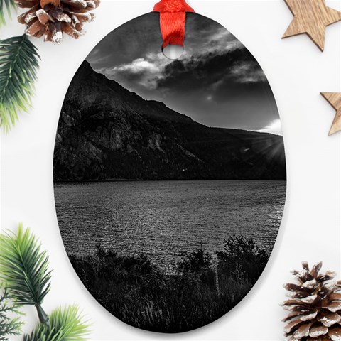 Nahuel huapi lake and andes range mountains landscape, bariloche, argentina Ornament (Oval) from ArtsNow.com Front