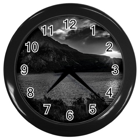 Nahuel huapi lake and andes range mountains landscape, bariloche, argentina Wall Clock (Black) from ArtsNow.com Front