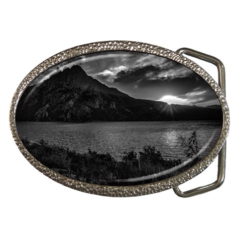 Nahuel huapi lake and andes range mountains landscape, bariloche, argentina Belt Buckles from ArtsNow.com Front