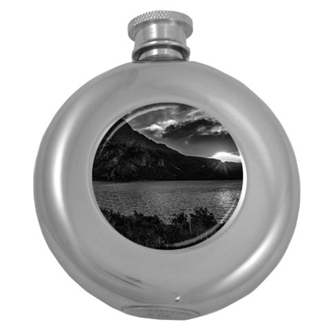 Nahuel huapi lake and andes range mountains landscape, bariloche, argentina Round Hip Flask (5 oz) from ArtsNow.com Front