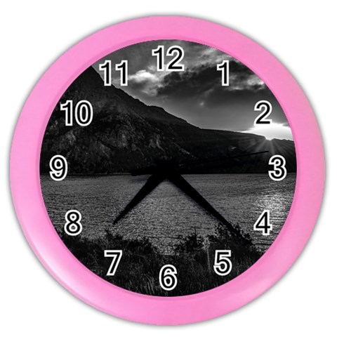 Nahuel huapi lake and andes range mountains landscape, bariloche, argentina Color Wall Clock from ArtsNow.com Front