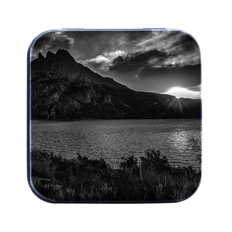 Nahuel huapi lake and andes range mountains landscape, bariloche, argentina Square Metal Box (Black) from ArtsNow.com Front