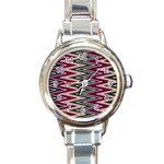 Pattern Zigzag Stripe Design Round Italian Charm Watch