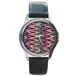 Pattern Zigzag Stripe Design Round Metal Watch