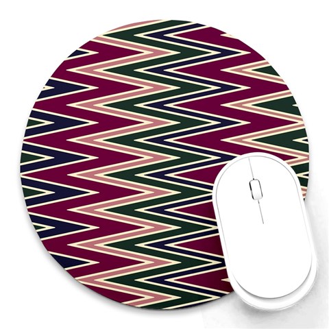 Pattern Zigzag Stripe Design Round Mousepad from ArtsNow.com Front