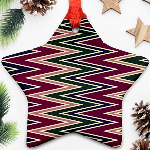 Pattern Zigzag Stripe Design Ornament (Star) from ArtsNow.com Front