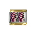 Pattern Zigzag Stripe Design Gold Trim Italian Charm (9mm)