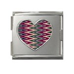 Pattern Zigzag Stripe Design Mega Link Heart Italian Charm (18mm)