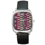 Pattern Zigzag Stripe Design Square Metal Watch