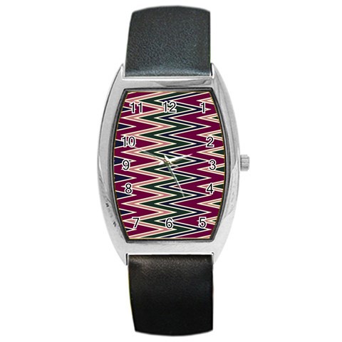 Pattern Zigzag Stripe Design Barrel Style Metal Watch from ArtsNow.com Front