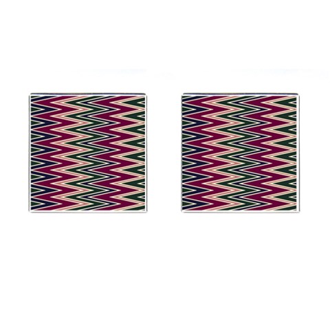 Pattern Zigzag Stripe Design Cufflinks (Square) from ArtsNow.com Front(Pair)