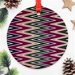 Pattern Zigzag Stripe Design Round Ornament (Two Sides) from ArtsNow.com Front