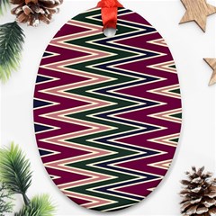 Pattern Zigzag Stripe Design Oval Ornament (Two Sides) from ArtsNow.com Front