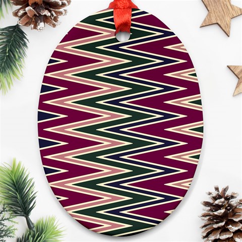 Pattern Zigzag Stripe Design Oval Ornament (Two Sides) from ArtsNow.com Back