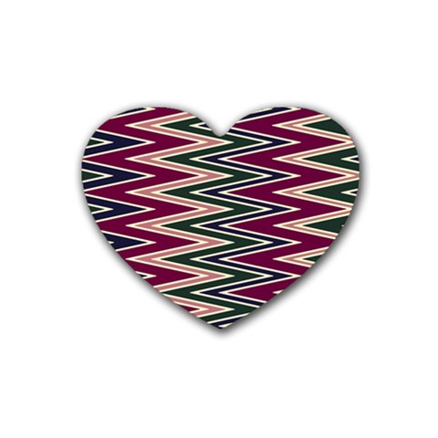 Pattern Zigzag Stripe Design Rubber Heart Coaster (4 pack) from ArtsNow.com Front