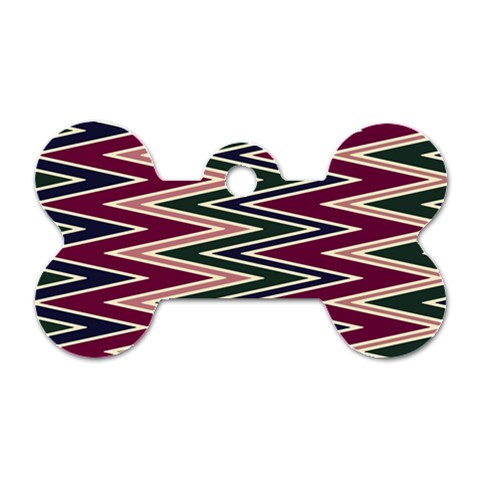 Pattern Zigzag Stripe Design Dog Tag Bone (One Side) from ArtsNow.com Front